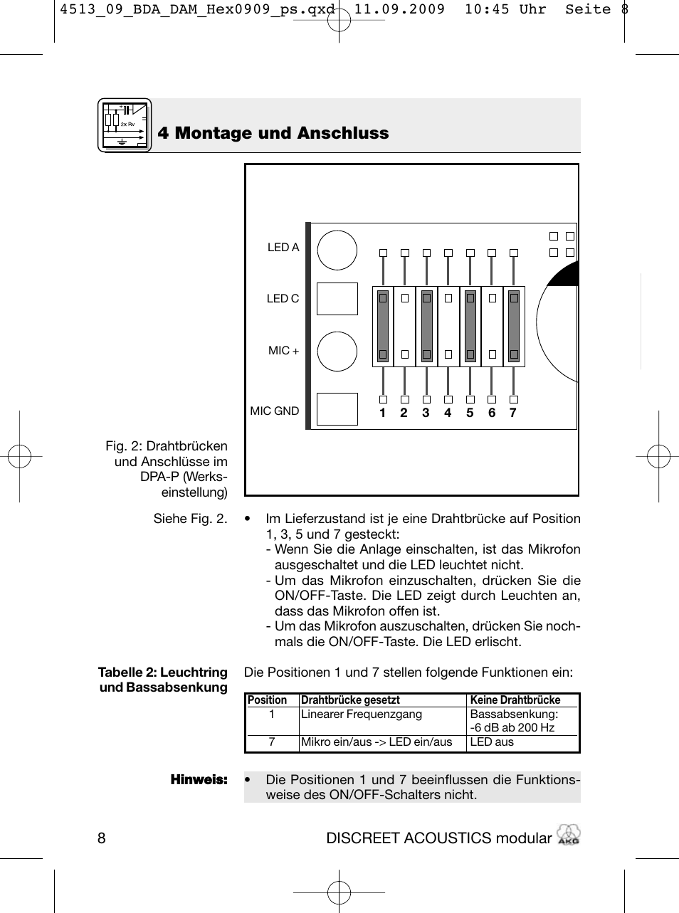 4 montage und anschluss, Discreet acoustics modular | Akg HM 1000 Ceiling Hanging Module for CK Series Microphone Capsules User Manual | Page 8 / 132