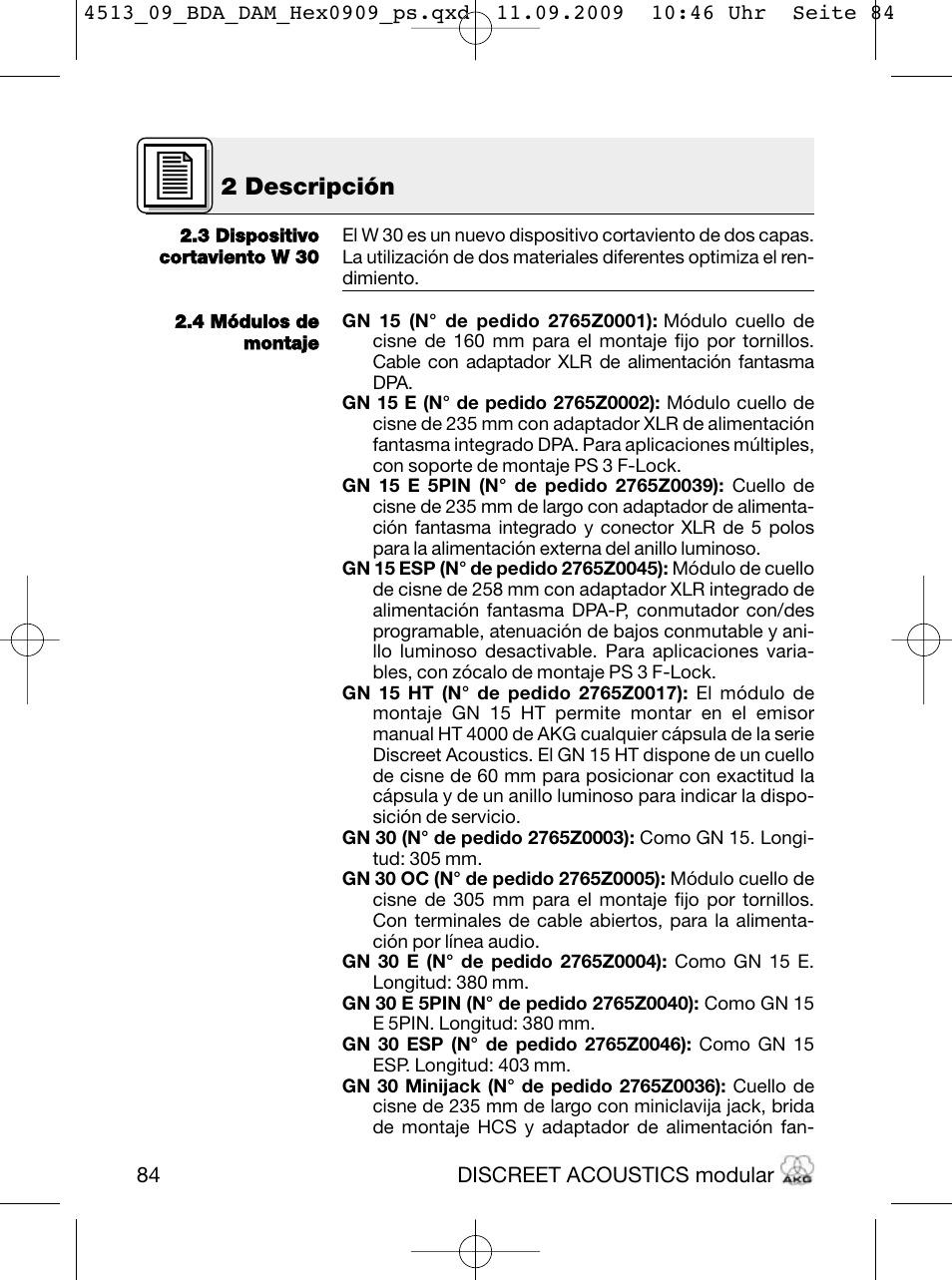 2 descripción | Akg HM 1000 Ceiling Hanging Module for CK Series Microphone Capsules User Manual | Page 84 / 132