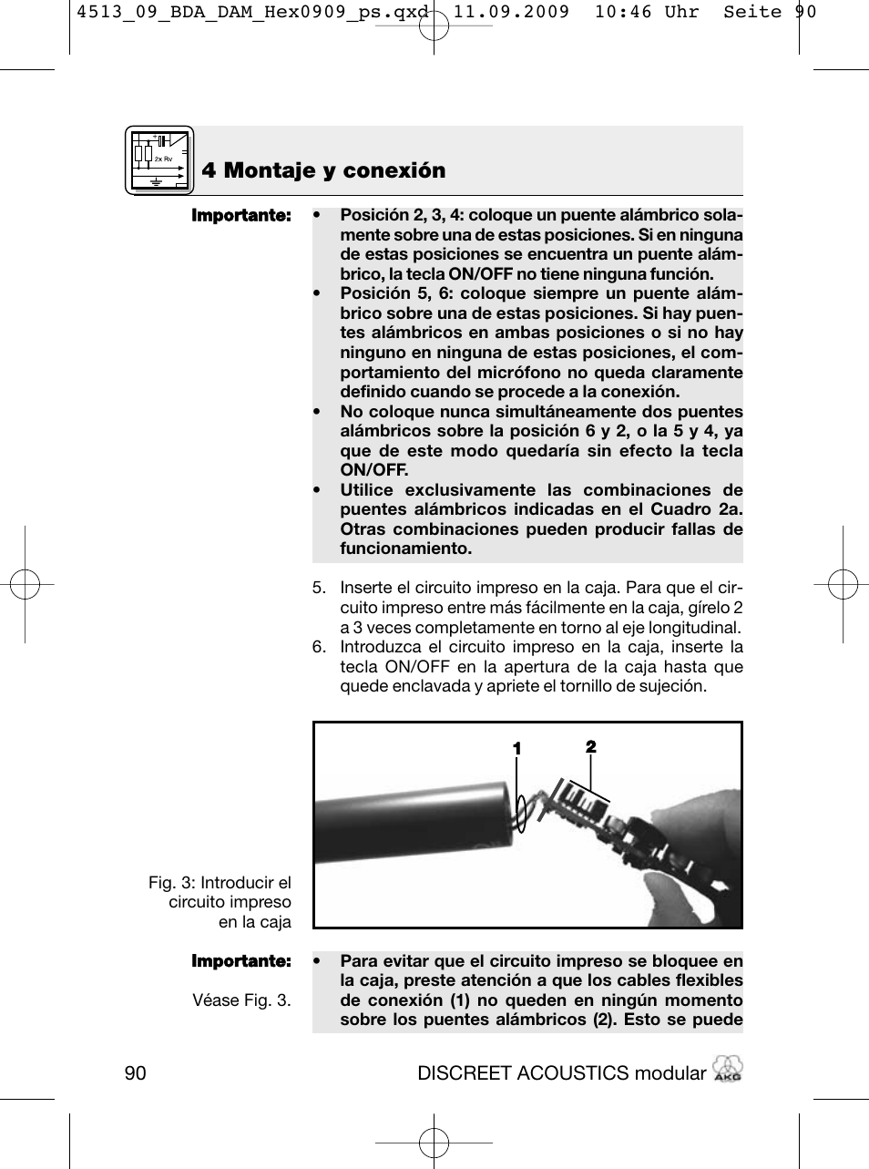 4 montaje y conexión | Akg HM 1000 Ceiling Hanging Module for CK Series Microphone Capsules User Manual | Page 90 / 132