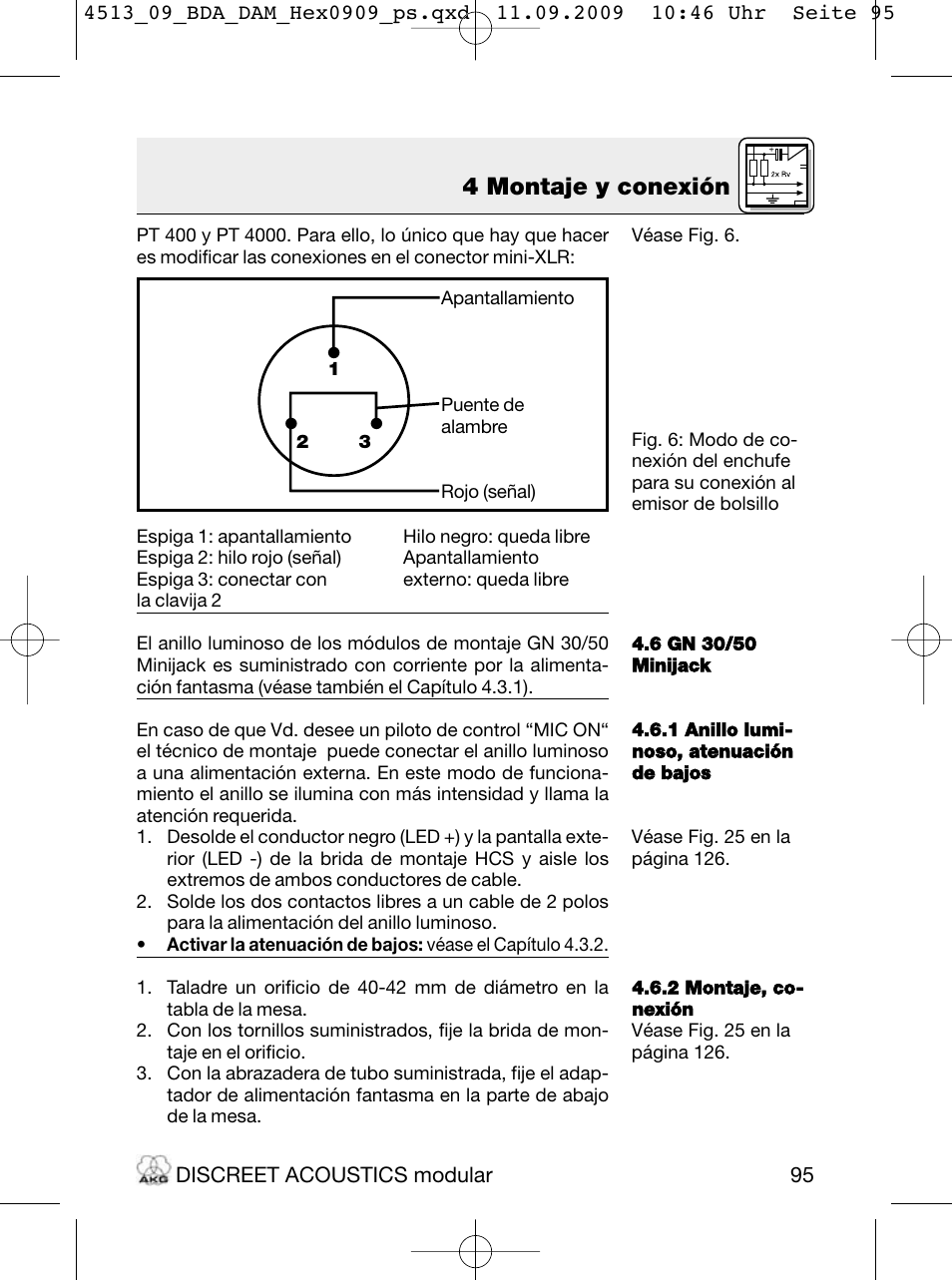 4 montaje y conexión | Akg HM 1000 Ceiling Hanging Module for CK Series Microphone Capsules User Manual | Page 95 / 132