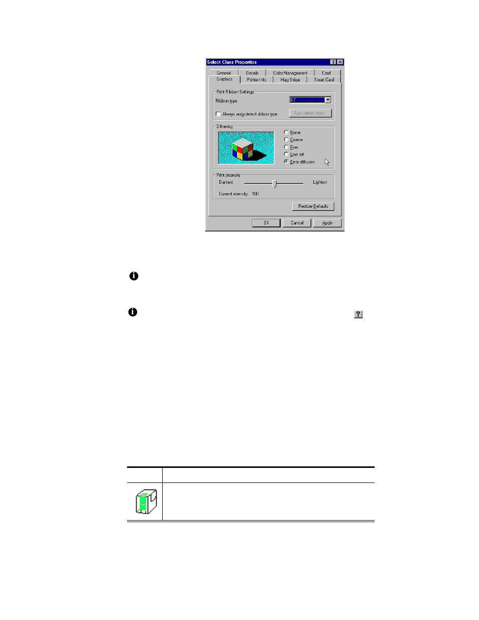 Using the status monitor, Using the status monitor -5, Table 3-4: status monitor icons | Datacard Group SP Series User Manual | Page 37 / 110