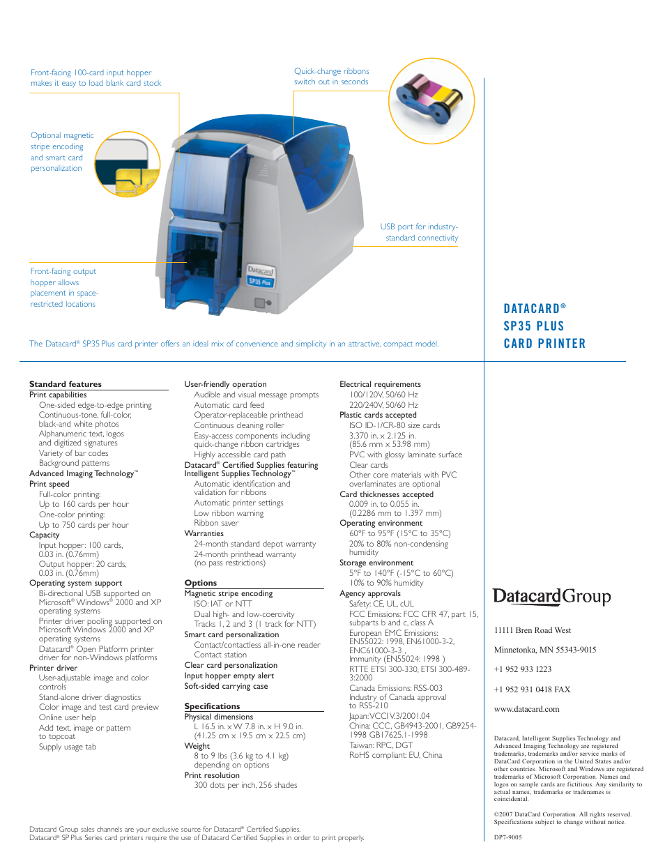 Datacard, Sp35 plus card printer | Datacard Group Datacard SP35 Plus User Manual | Page 2 / 2