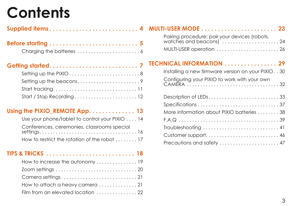 MOVE'N SEE Personal Auto-Follow System User Manual | Page 3 / 49