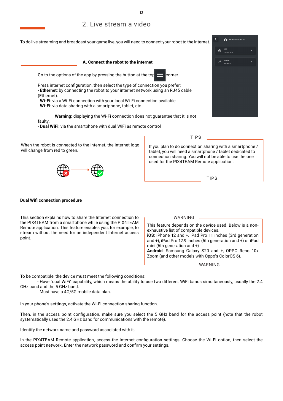 Live stream a video | MOVE'N SEE Pix4Team 2 Auto-Follow Camera User Manual | Page 13 / 27
