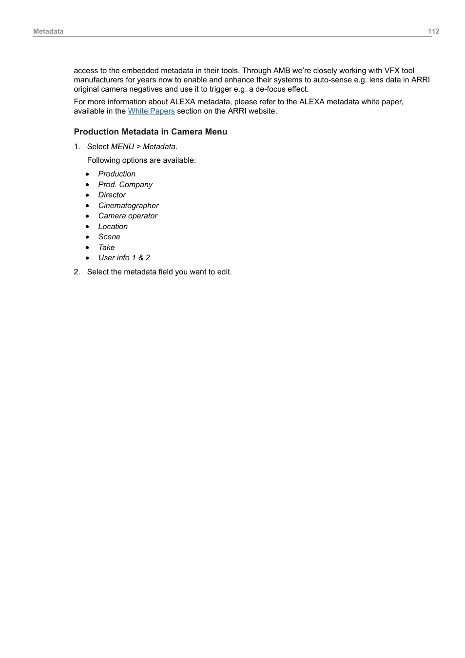 ARRI ALEXA Mini LF Ready to Shoot V-Mount Set (LPL) User Manual | Page 112 / 136