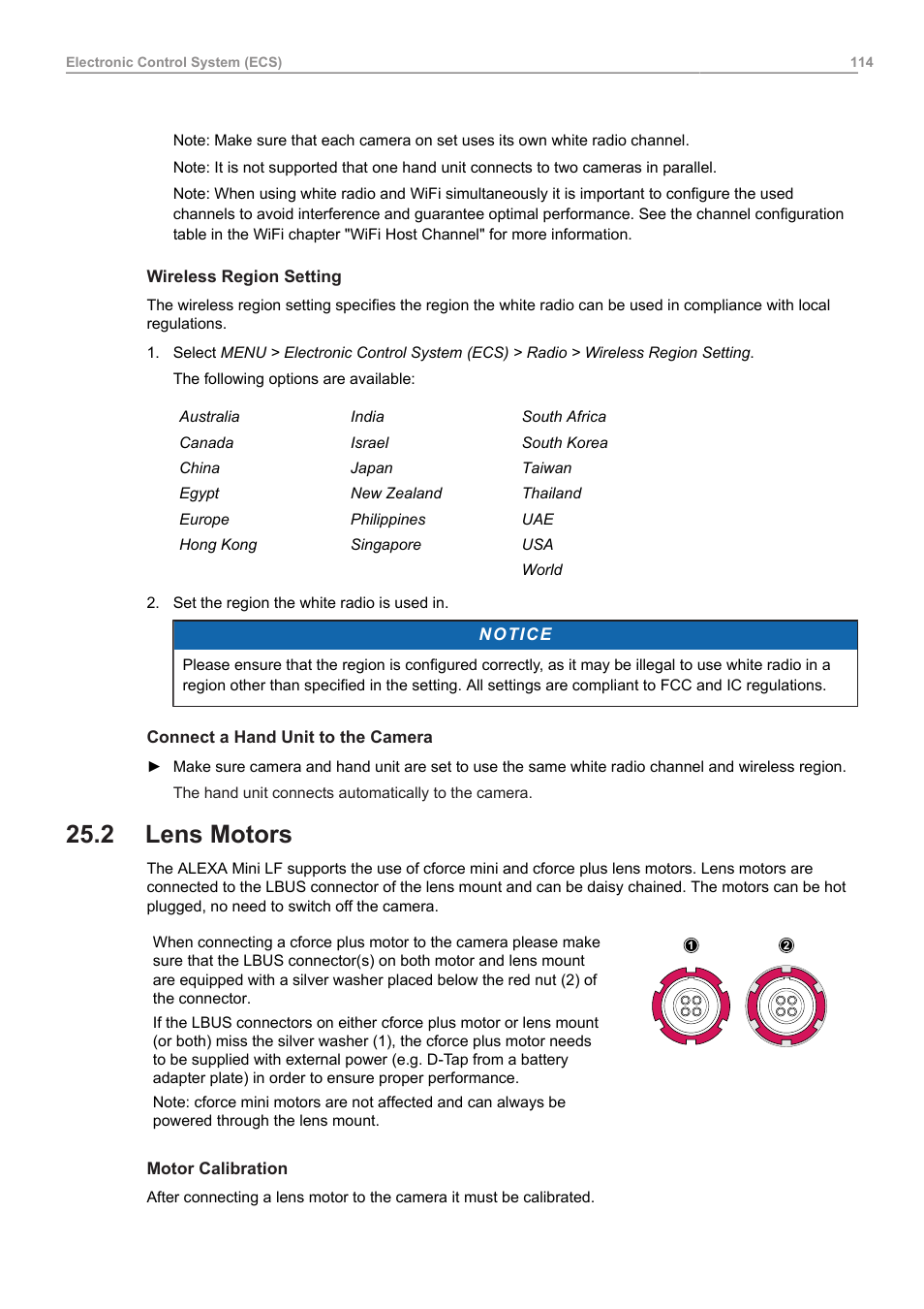 2 lens motors, Lens motors | ARRI ALEXA Mini LF Ready to Shoot V-Mount Set (LPL) User Manual | Page 114 / 136