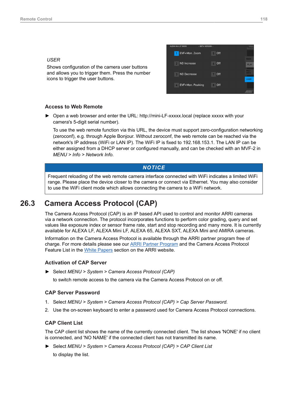 3 camera access protocol (cap), Camera access protocol (cap) | ARRI ALEXA Mini LF Ready to Shoot V-Mount Set (LPL) User Manual | Page 118 / 136