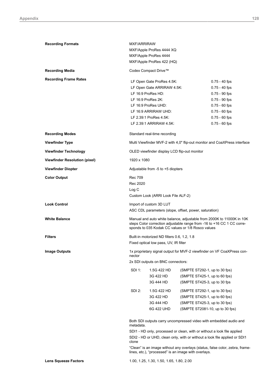 ARRI ALEXA Mini LF Ready to Shoot V-Mount Set (LPL) User Manual | Page 128 / 136