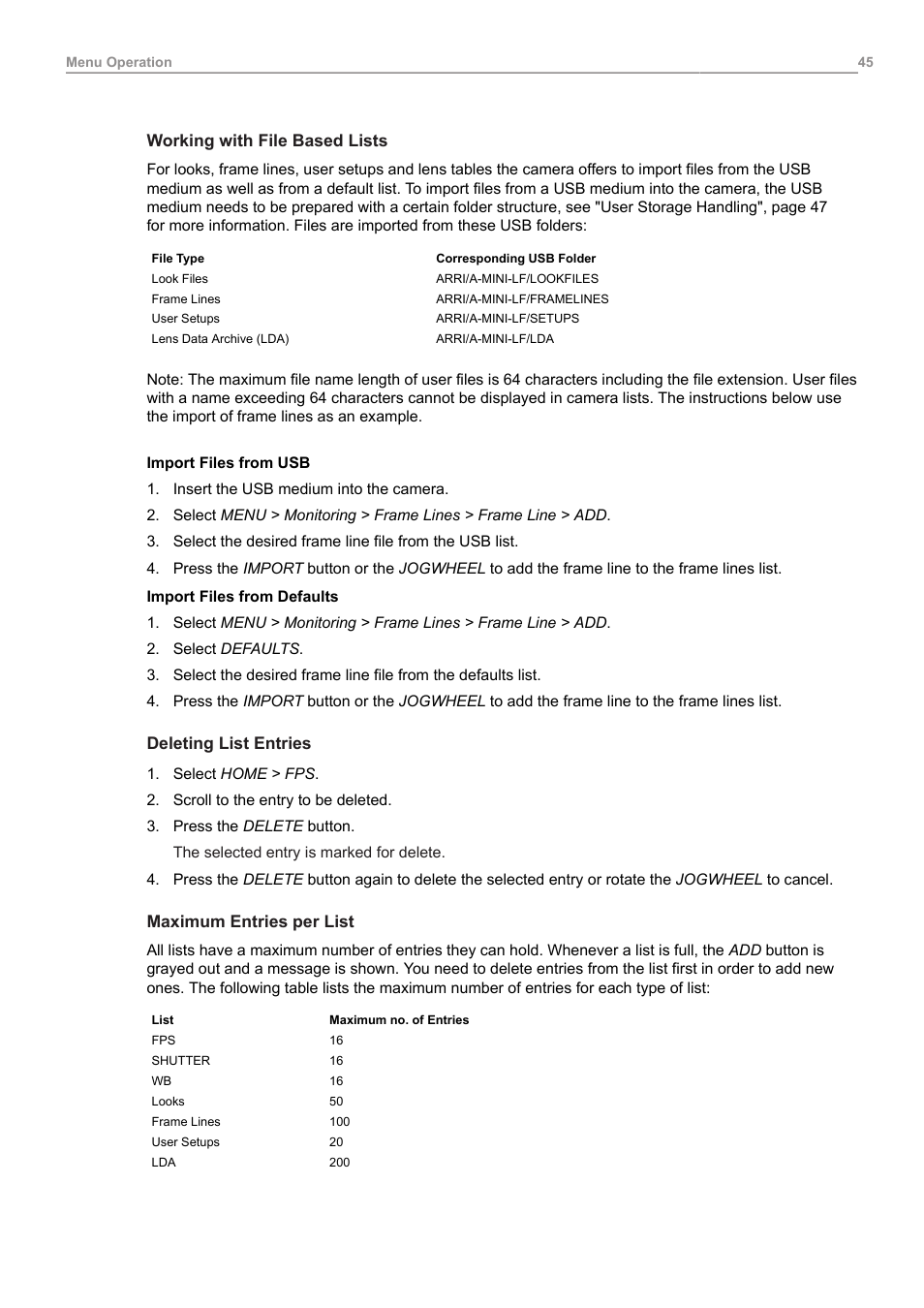 ARRI ALEXA Mini LF Ready to Shoot V-Mount Set (LPL) User Manual | Page 45 / 136