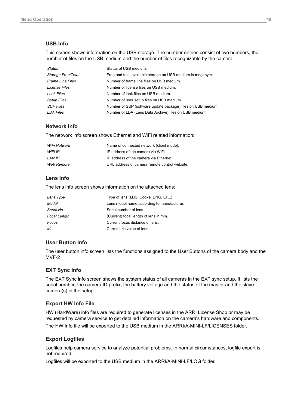 ARRI ALEXA Mini LF Ready to Shoot V-Mount Set (LPL) User Manual | Page 49 / 136