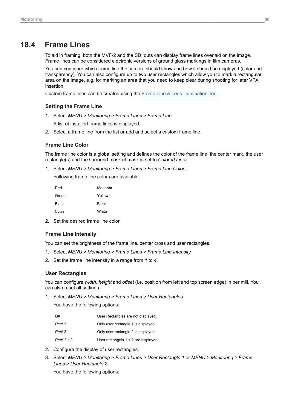 4 frame lines, Frame lines | ARRI ALEXA Mini LF Ready to Shoot V-Mount Set (LPL) User Manual | Page 80 / 136