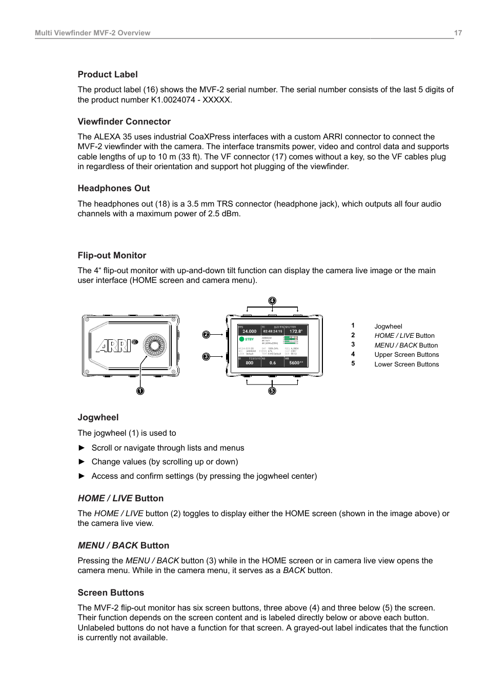 ARRI ALEXA 35 Body & PL Mount Set (LBUS) User Manual | Page 17 / 122
