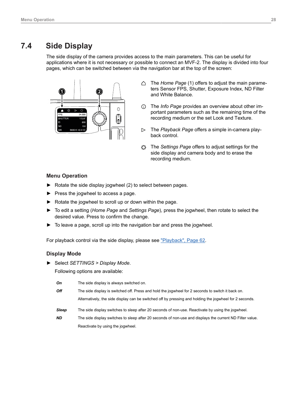 4 side display, Side display | ARRI ALEXA 35 Body & PL Mount Set (LBUS) User Manual | Page 28 / 122