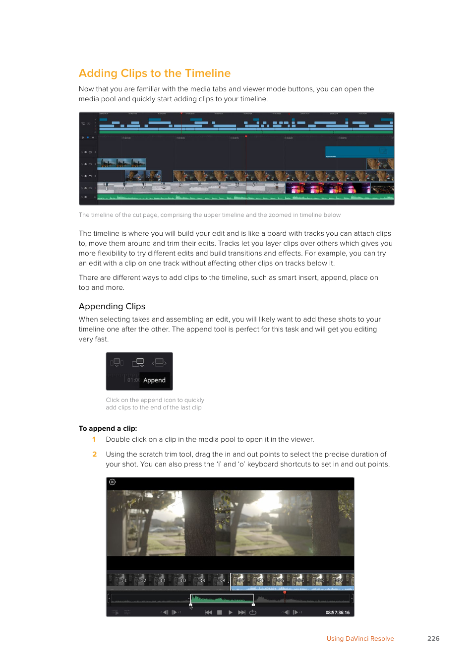 Adding clips to the timeline | Blackmagic Design URSA Mini Pro 12K (PL) User Manual | Page 226 / 294
