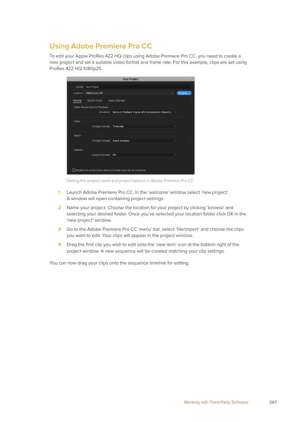 Using adobe premiere pro cc | Blackmagic Design URSA Mini Pro 12K (PL) User Manual | Page 267 / 294