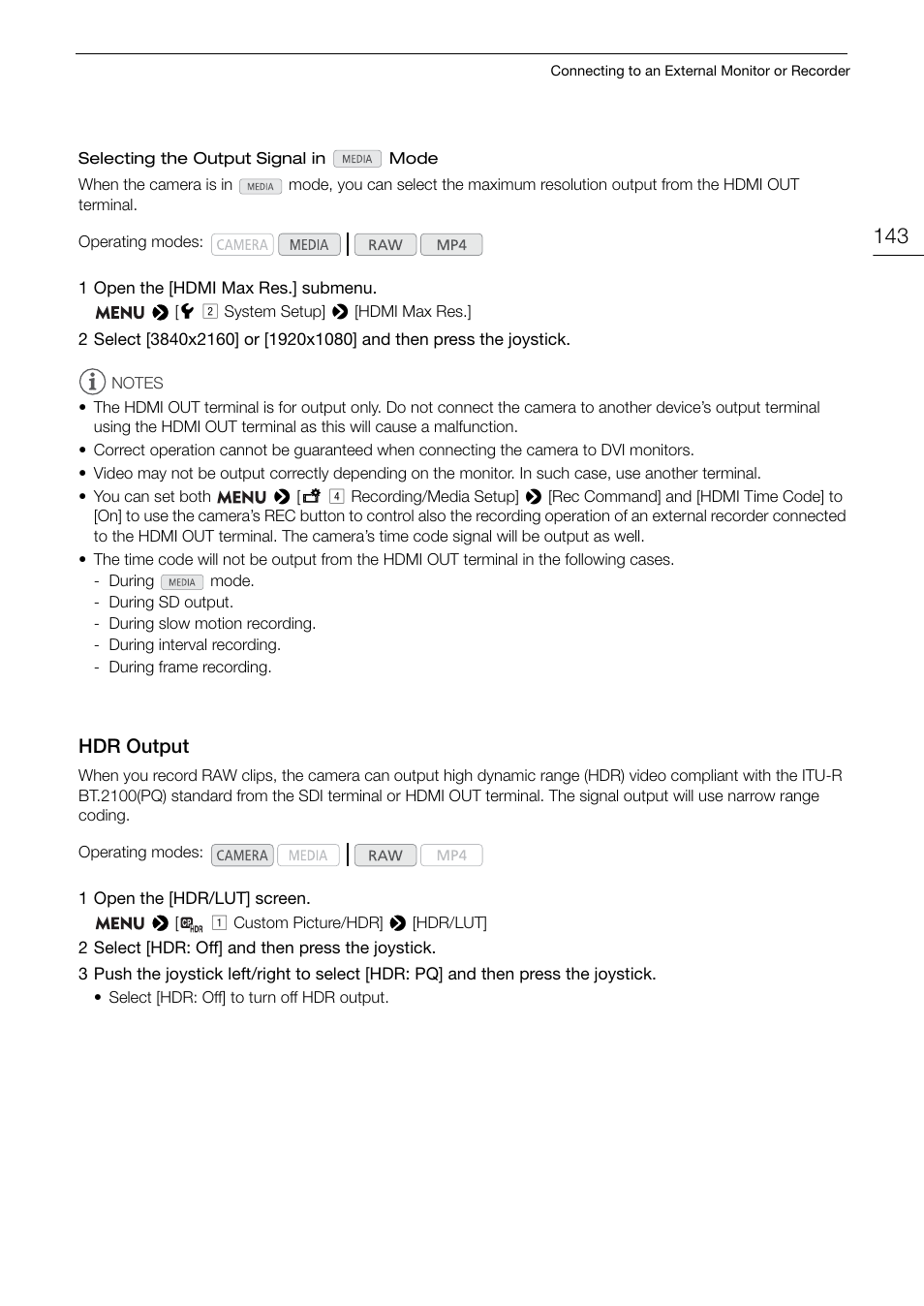 Hdr output, Hdr output 143 | Canon EOS C200 EF Cinema Camera and 24-105mm Lens Kit User Manual | Page 143 / 220