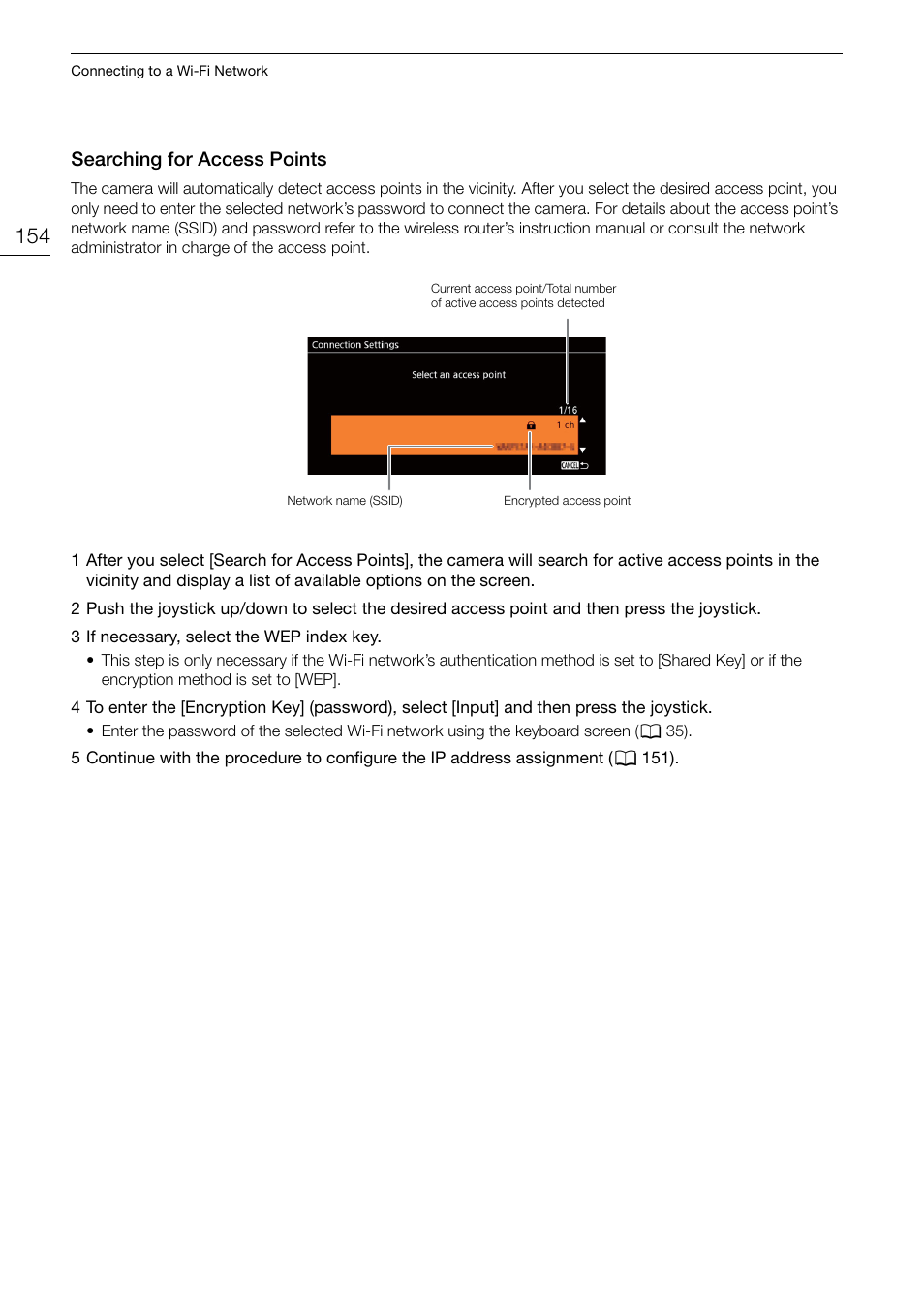 Searching for access points, Searching for access points 154 | Canon EOS C200 EF Cinema Camera and 24-105mm Lens Kit User Manual | Page 154 / 220