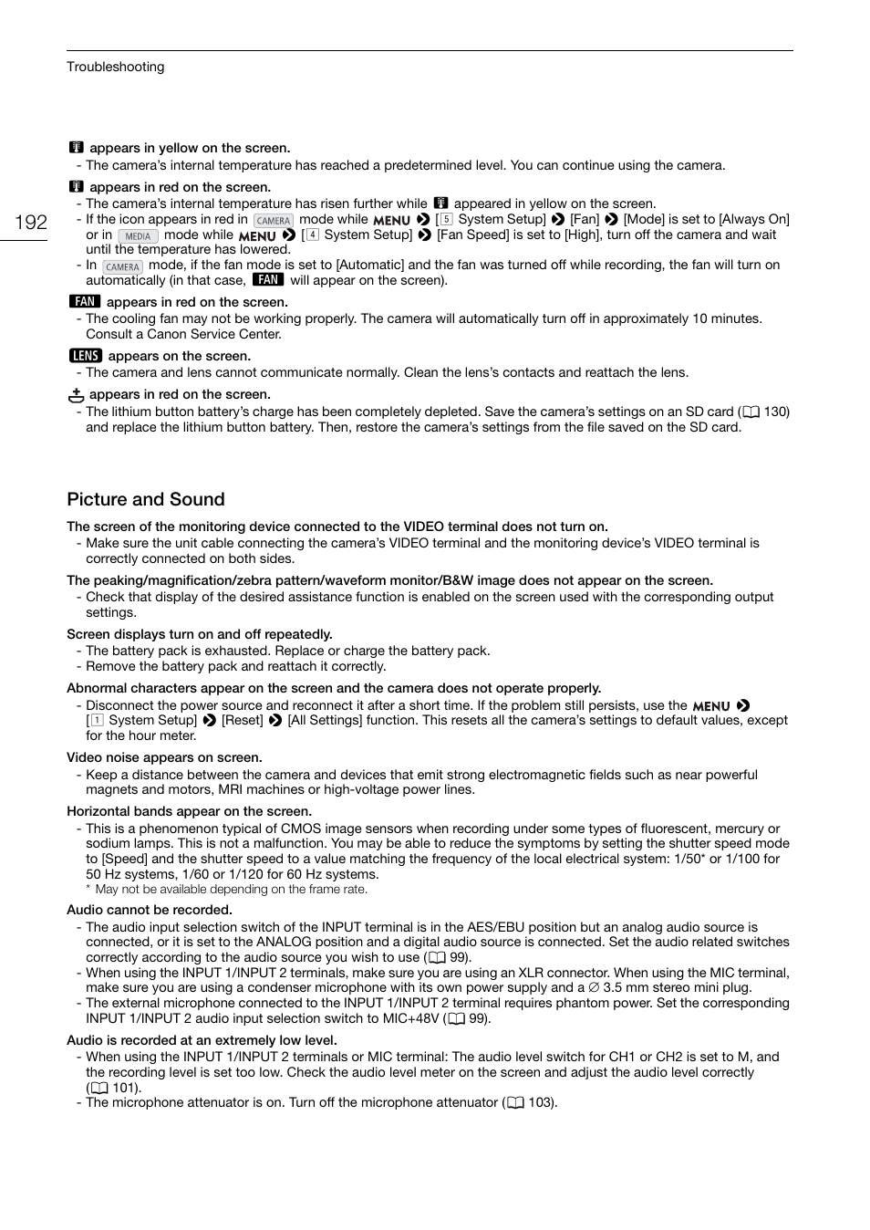 Picture and sound | Canon EOS C200 EF Cinema Camera and 24-105mm Lens Kit User Manual | Page 192 / 220