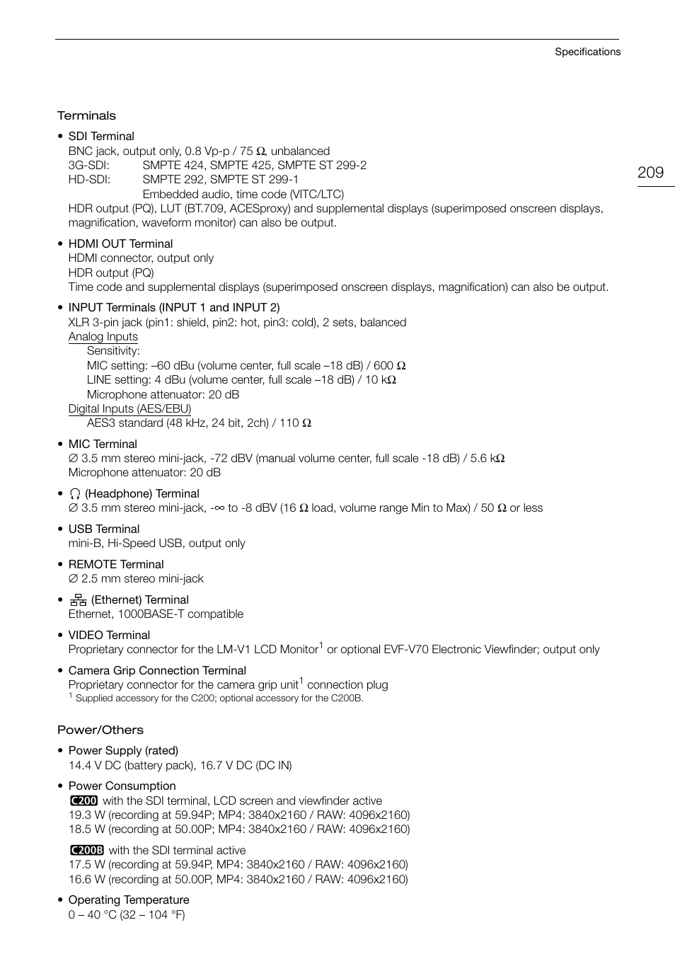 Canon EOS C200 EF Cinema Camera and 24-105mm Lens Kit User Manual | Page 209 / 220