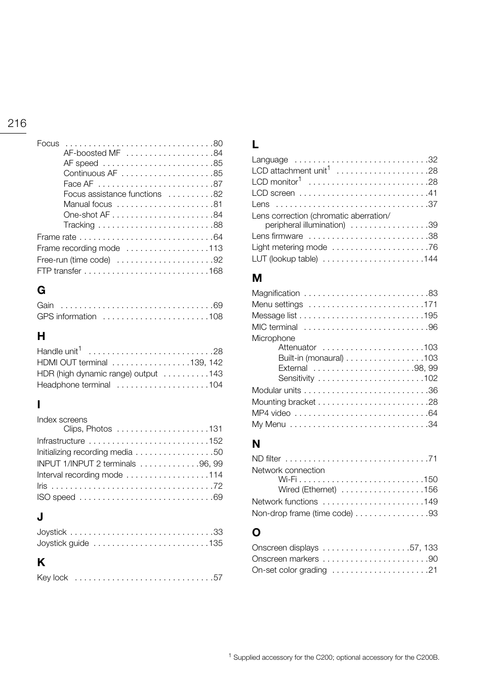Canon EOS C200 EF Cinema Camera and 24-105mm Lens Kit User Manual | Page 216 / 220