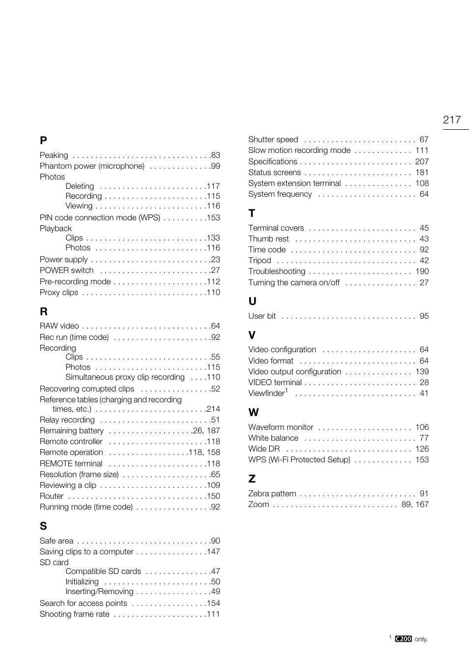 217 p | Canon EOS C200 EF Cinema Camera and 24-105mm Lens Kit User Manual | Page 217 / 220