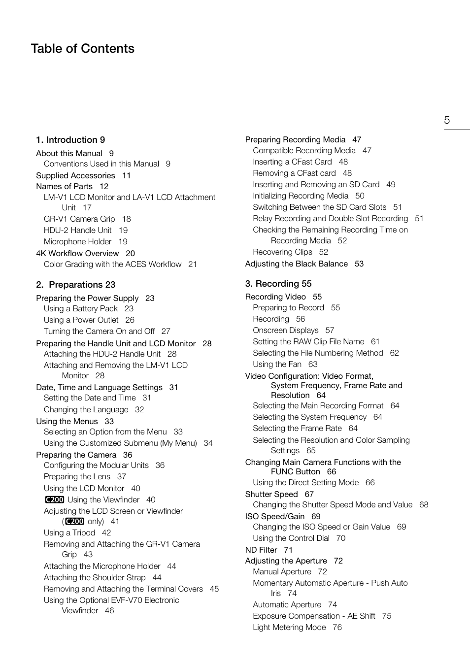 Canon EOS C200 EF Cinema Camera and 24-105mm Lens Kit User Manual | Page 5 / 220