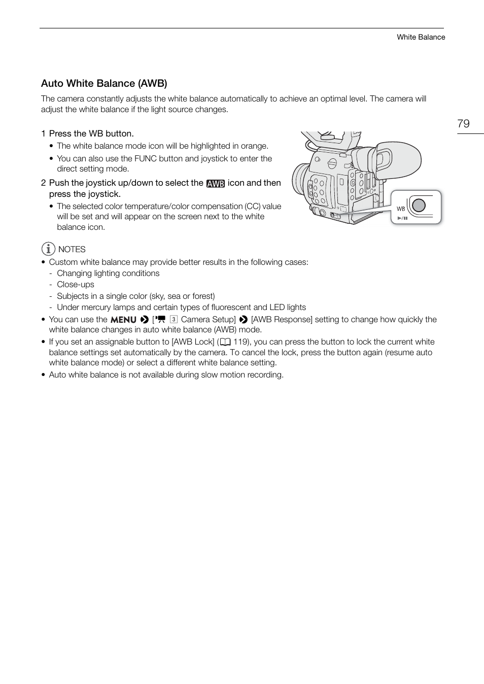 Auto white balance (awb), Auto white balance (awb) 79 | Canon EOS C200 EF Cinema Camera and 24-105mm Lens Kit User Manual | Page 79 / 220