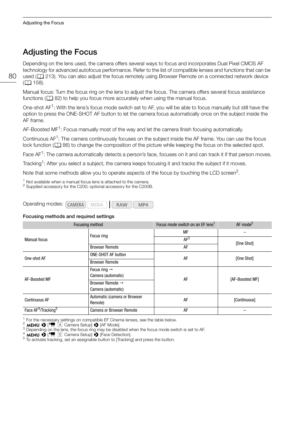 Adjusting the focus, Adjusting the focus 80 | Canon EOS C200 EF Cinema Camera and 24-105mm Lens Kit User Manual | Page 80 / 220