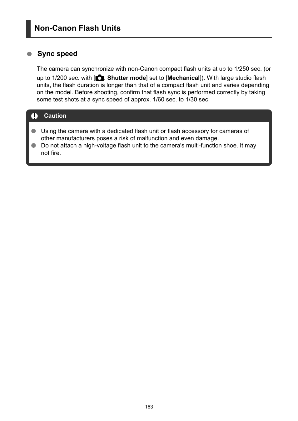 Non-canon flash units | Canon EOS R5 C VR Creator Kit with RF 5.2mm f/2.8 Dual Fisheye Lens User Manual | Page 163 / 787