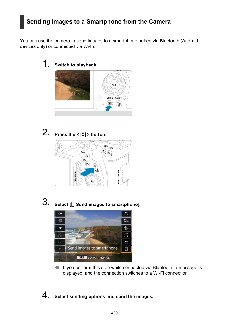 Sending images to a smartphone from the camera, Control screen during playback | Canon EOS R5 C VR Creator Kit with RF 5.2mm f/2.8 Dual Fisheye Lens User Manual | Page 489 / 787