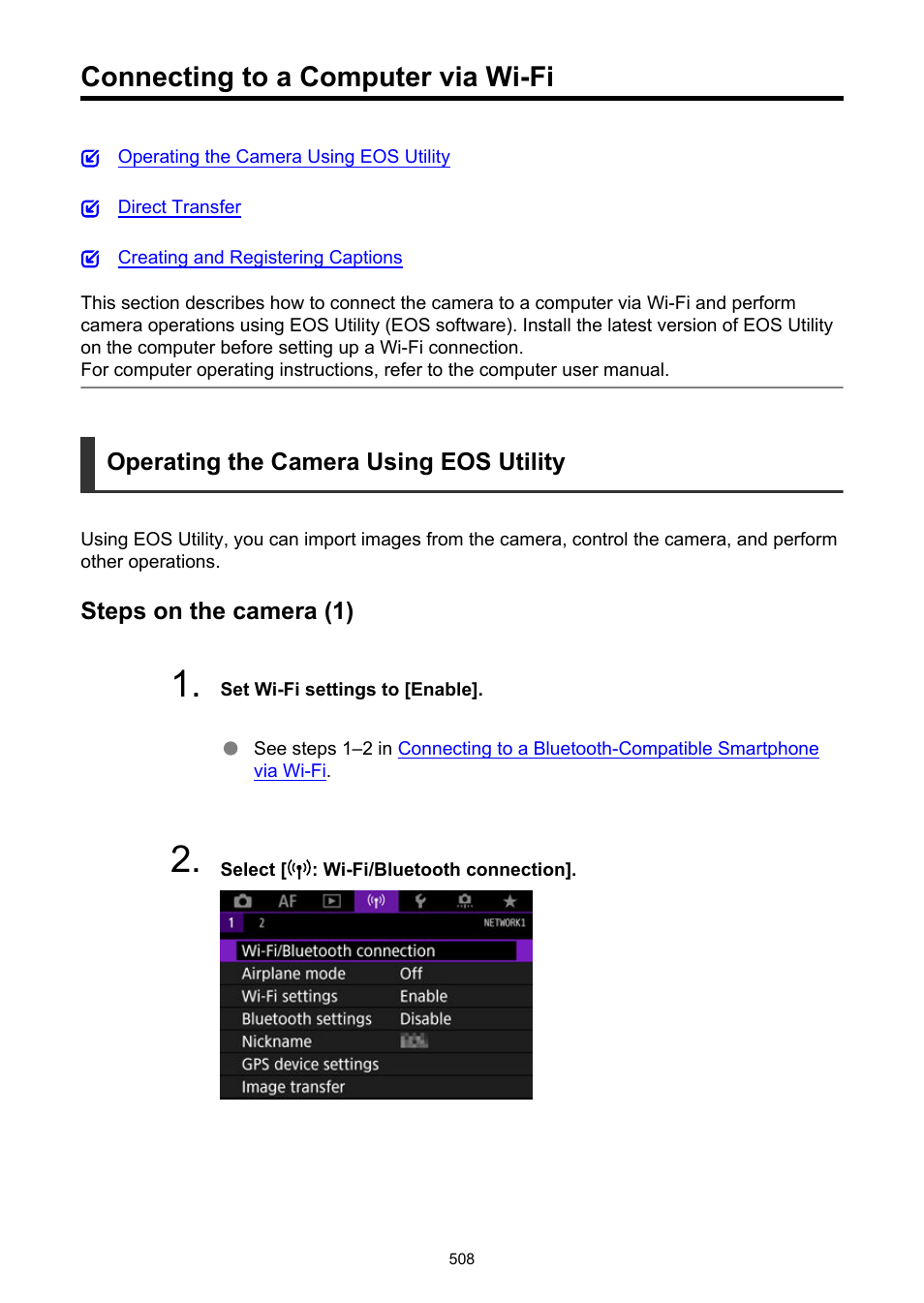 Connecting to a computer via wi-fi | Canon EOS R5 C VR Creator Kit with RF 5.2mm f/2.8 Dual Fisheye Lens User Manual | Page 508 / 787