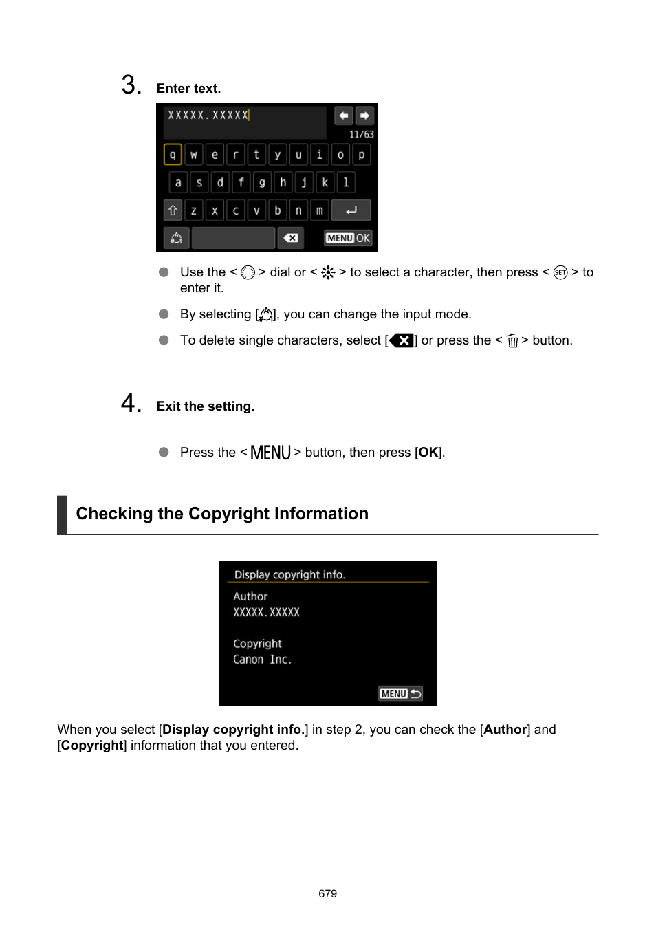 Checking the copyright information | Canon EOS R5 C VR Creator Kit with RF 5.2mm f/2.8 Dual Fisheye Lens User Manual | Page 679 / 787