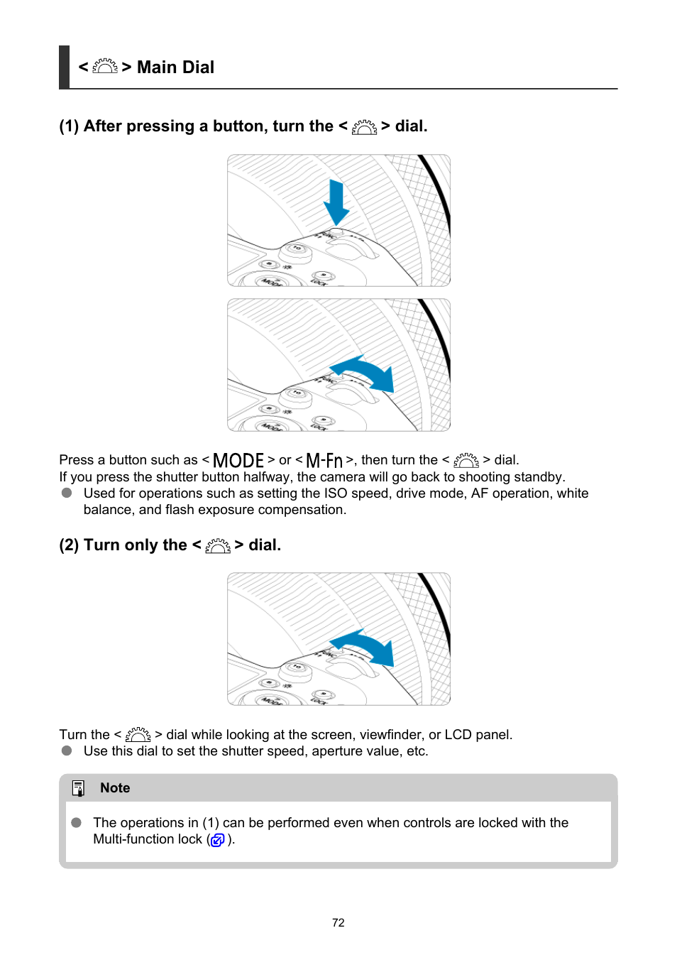 Main dial | Canon EOS R5 C VR Creator Kit with RF 5.2mm f/2.8 Dual Fisheye Lens User Manual | Page 72 / 787
