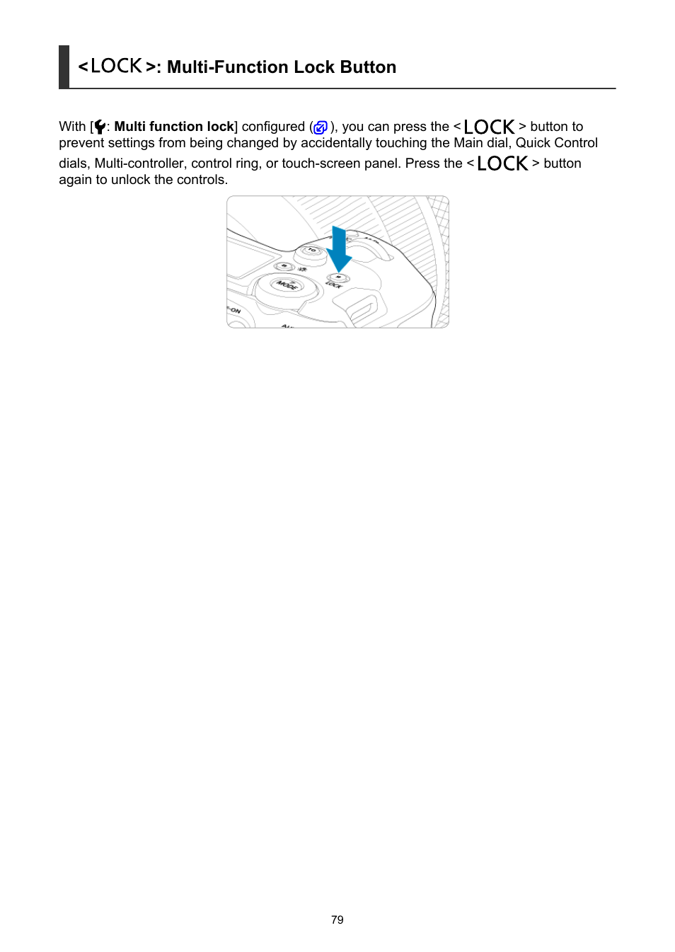 Multi-function lock button | Canon EOS R5 C VR Creator Kit with RF 5.2mm f/2.8 Dual Fisheye Lens User Manual | Page 79 / 787