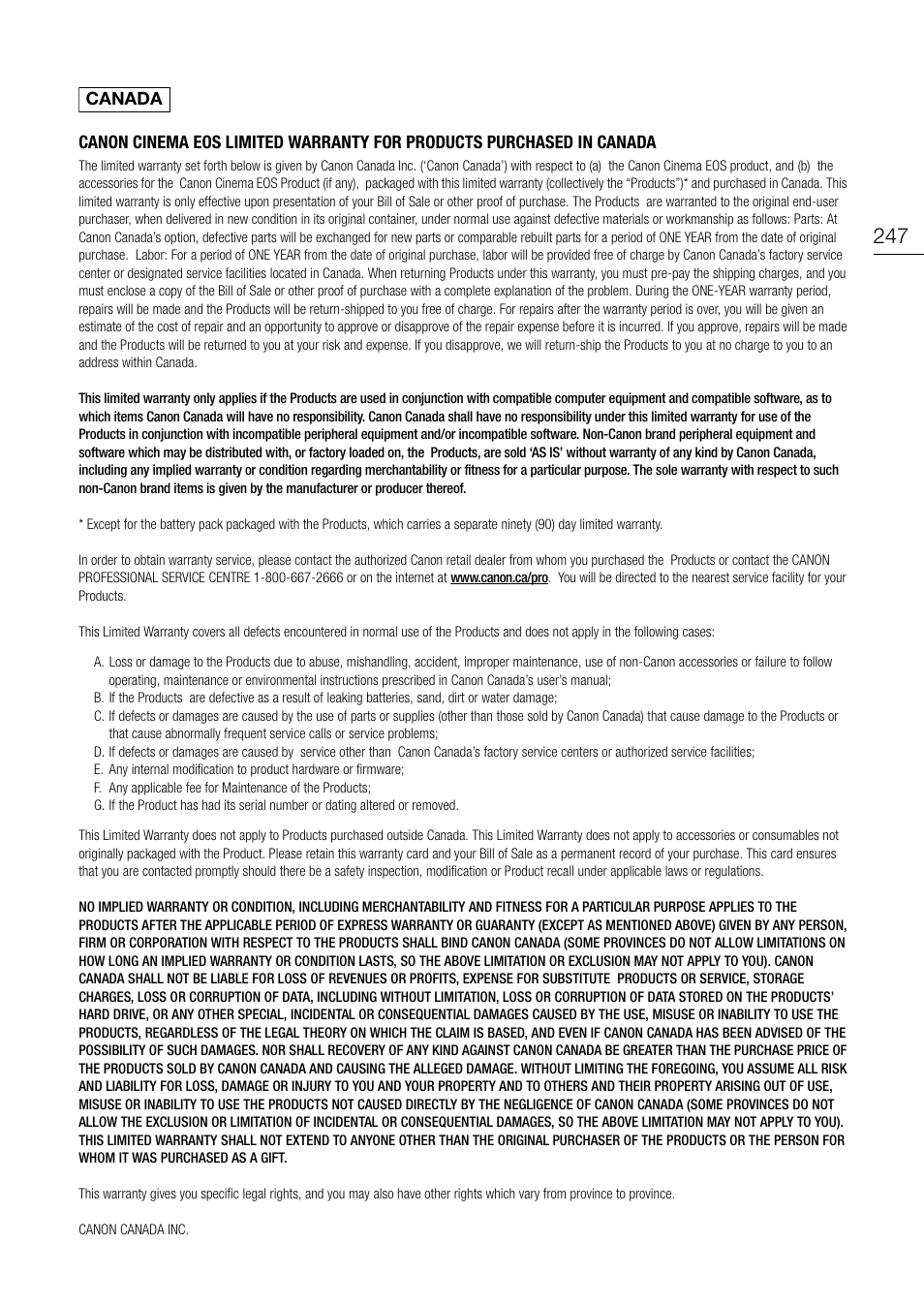Canon EOS R5 C VR Creator Kit with RF 5.2mm f/2.8 Dual Fisheye Lens User Manual | Page 247 / 248