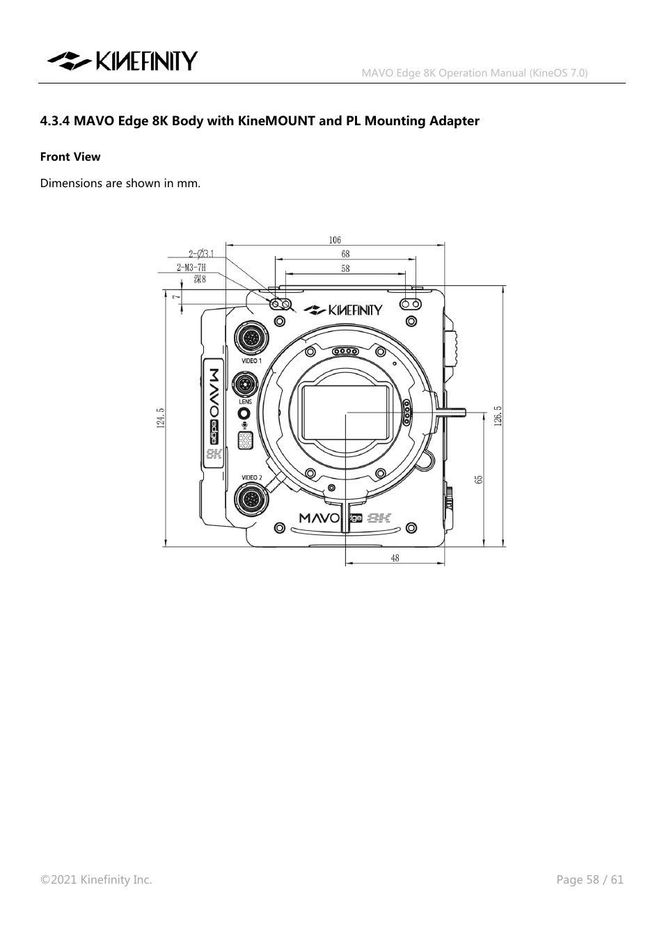 Kinefinity MAVO Edge 8K Digital Cinema Camera User Manual | Page 58 / 60