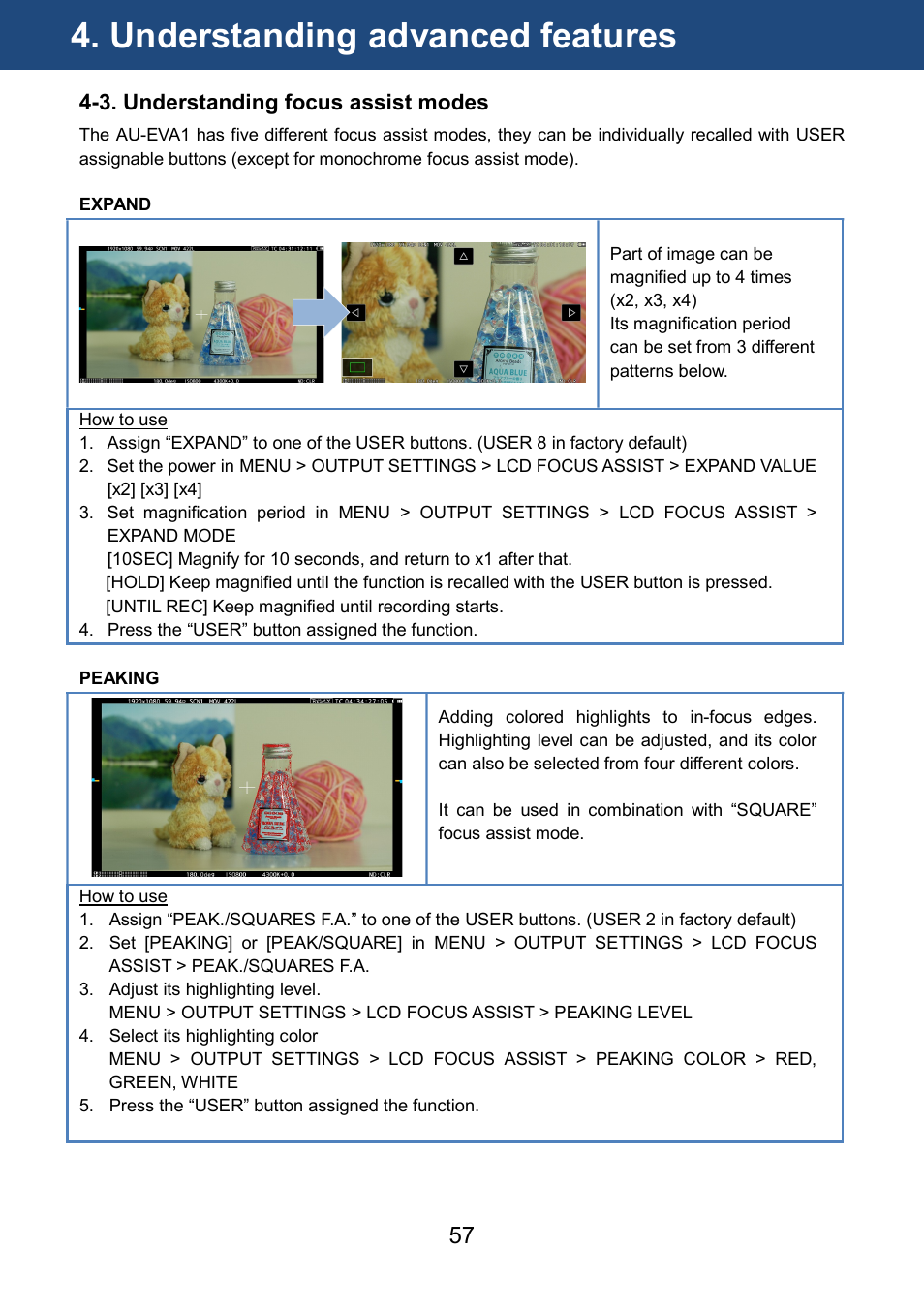 Understanding advanced features | Panasonic AU-EVA1 Compact 5.7K Super 35mm Cinema Camera User Manual | Page 57 / 92