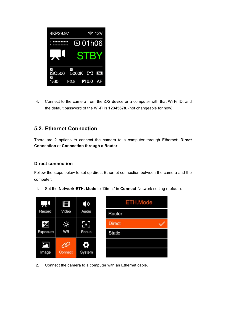 Ethernet connection | Z CAM E2 4K Cinema Camera User Manual | Page 33 / 39