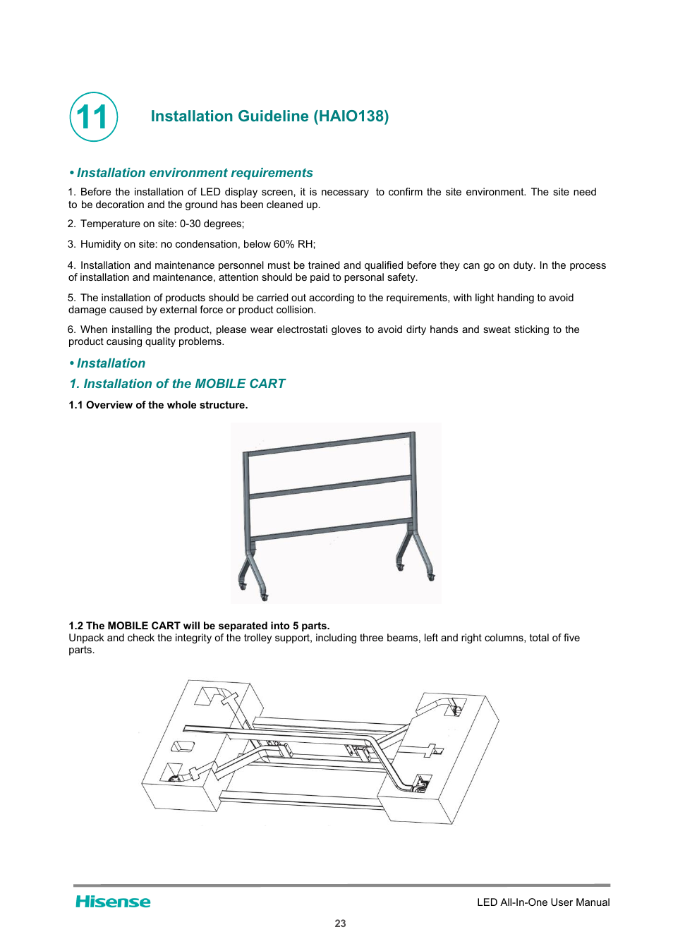 Installation guideline (haio138) | Hisense HAIO163 163" Full HD HDR All-in-One LED Commercial Display User Manual | Page 28 / 51