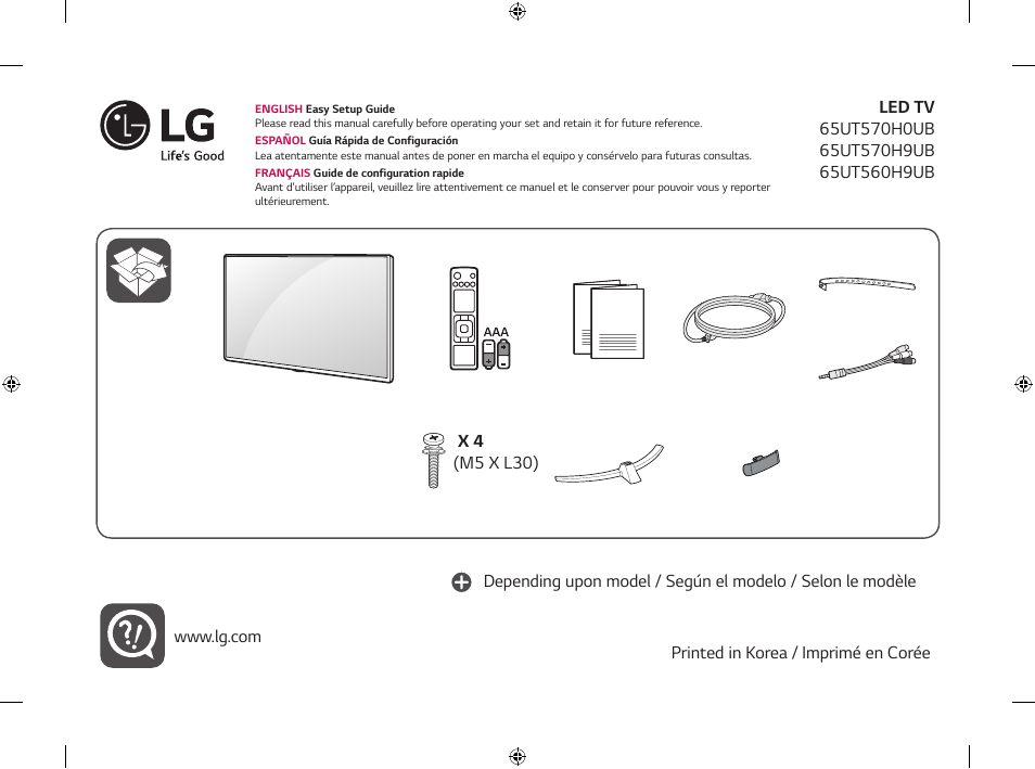 LG UT570H 65" Class 4K UHD HDR SmHospitality LED TV User Manual | 52 pages