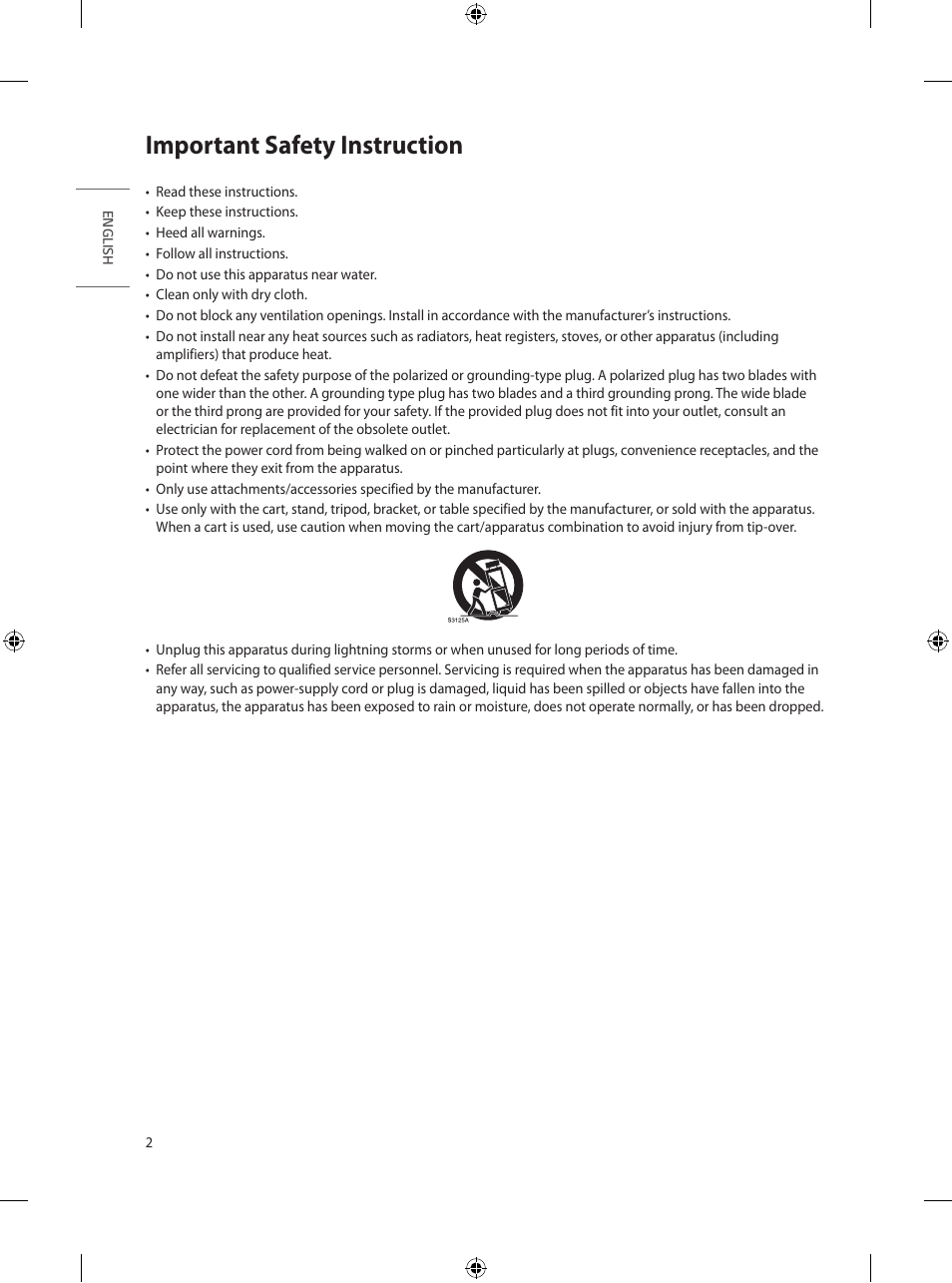 Important safety instruction | LG UT570H 65" Class 4K UHD HDR SmHospitality LED TV User Manual | Page 10 / 52