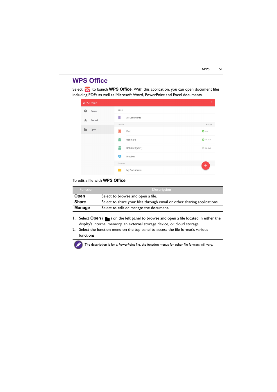 Wps office | BenQ SL4302K 43" 4K Pantone-Validated SmSignage Display User Manual | Page 51 / 63