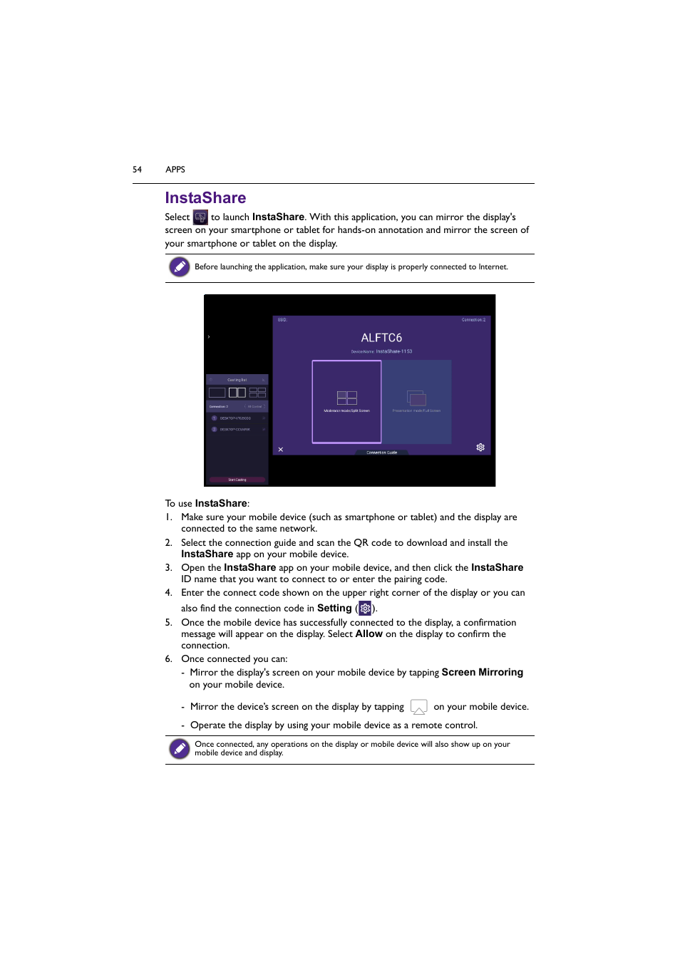 Instashare | BenQ SL4302K 43" 4K Pantone-Validated SmSignage Display User Manual | Page 54 / 63