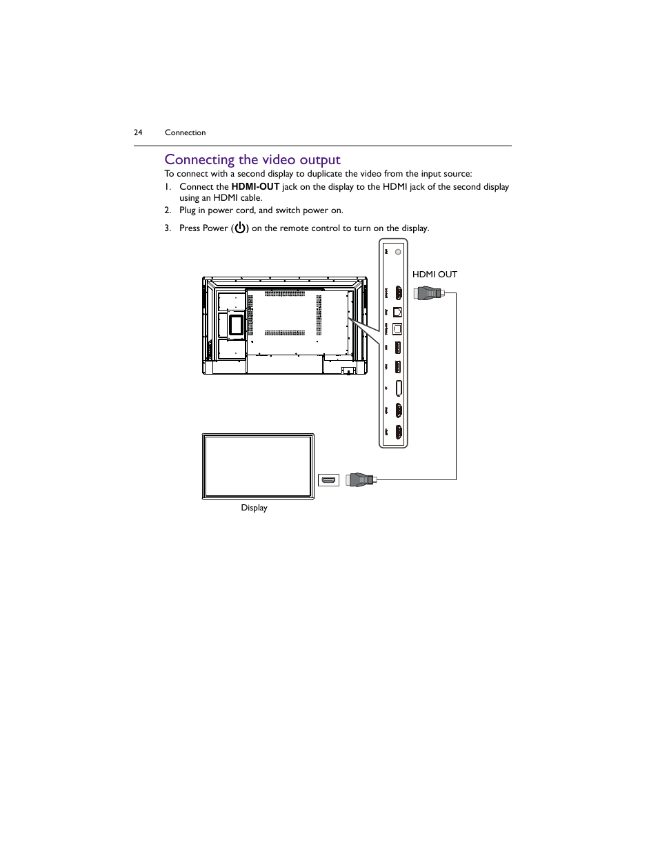 Connecting the video output | BenQ IL5501 55" SmInteractive Signage Display User Manual | Page 24 / 74