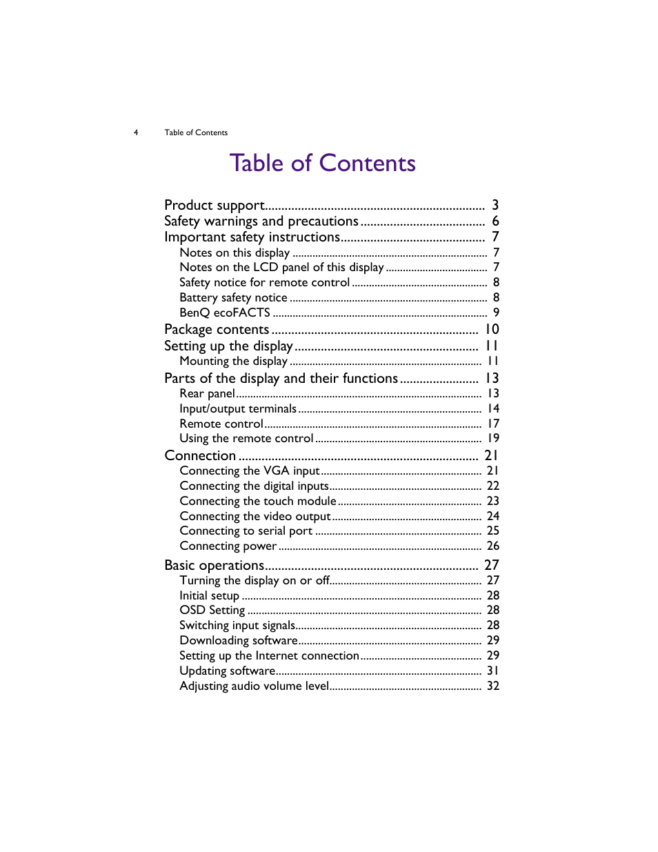 BenQ IL5501 55" SmInteractive Signage Display User Manual | Page 4 / 74