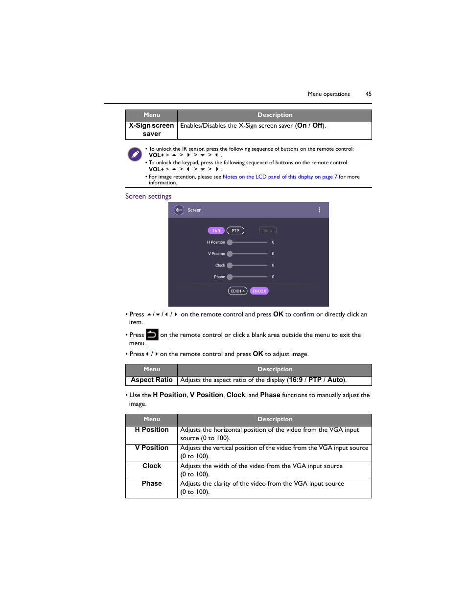 Screen | BenQ IL5501 55" SmInteractive Signage Display User Manual | Page 45 / 74
