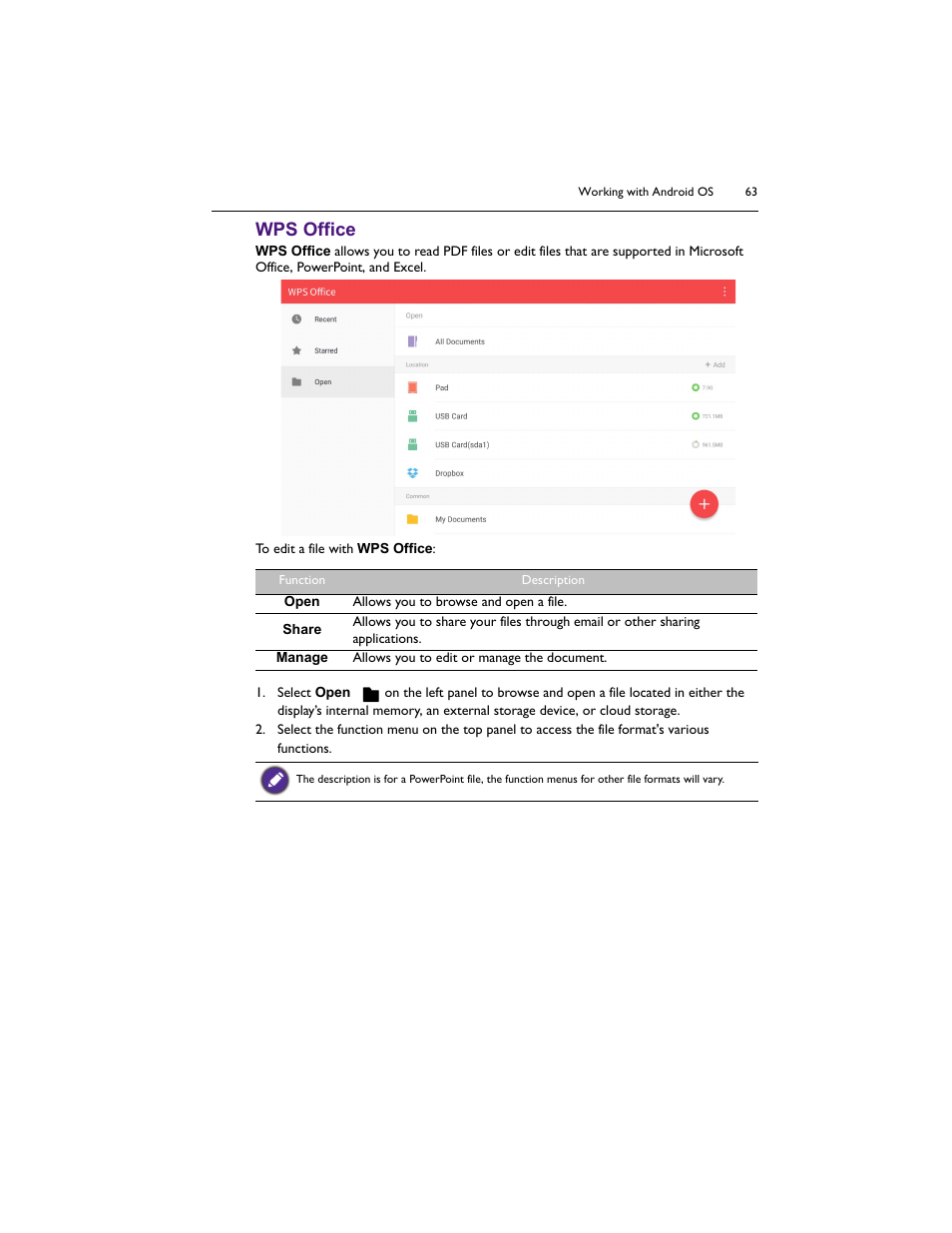 Wps office | BenQ IL5501 55" SmInteractive Signage Display User Manual | Page 63 / 74