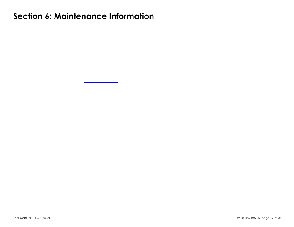 Section 6: maintenance information | Elo TouchSystems 5503L 55" Class Full HD IR Interactive Commercial Display User Manual | Page 27 / 37