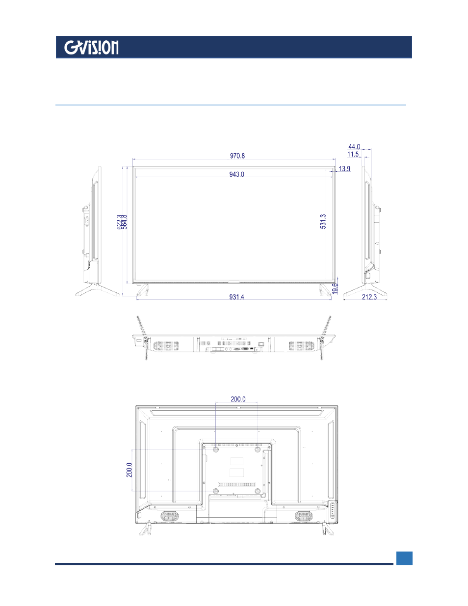 Dimensions | GVision USA C43BI 43" 4K Security Monitor User Manual | Page 17 / 17