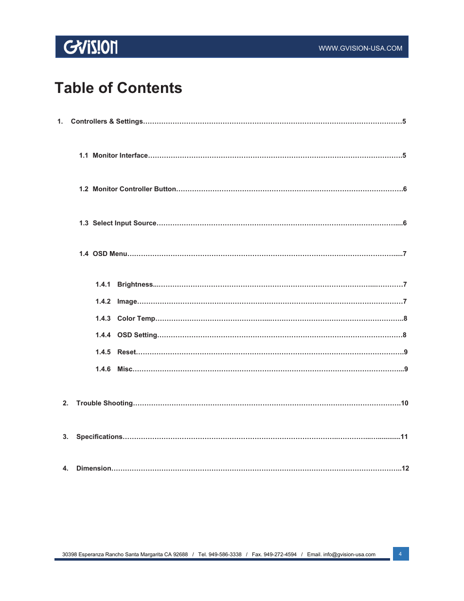 GVision USA I32ZI 32" 4K UHD Touchscreen Monitor User Manual | Page 4 / 12